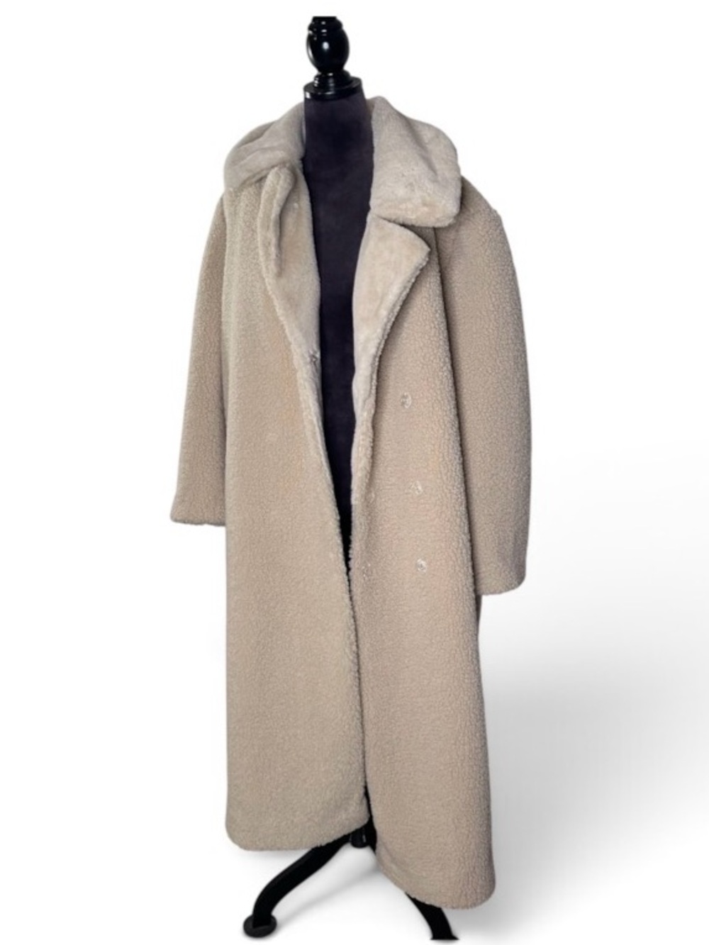 Dillard’s Exclusive Le’AL.X Oversized Sherpa Fur Teddy Double Breasted Coat M